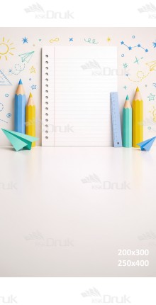 Tło fotograficzne „Kolorowe Kredki i Kartka z Zeszytu” | 4249